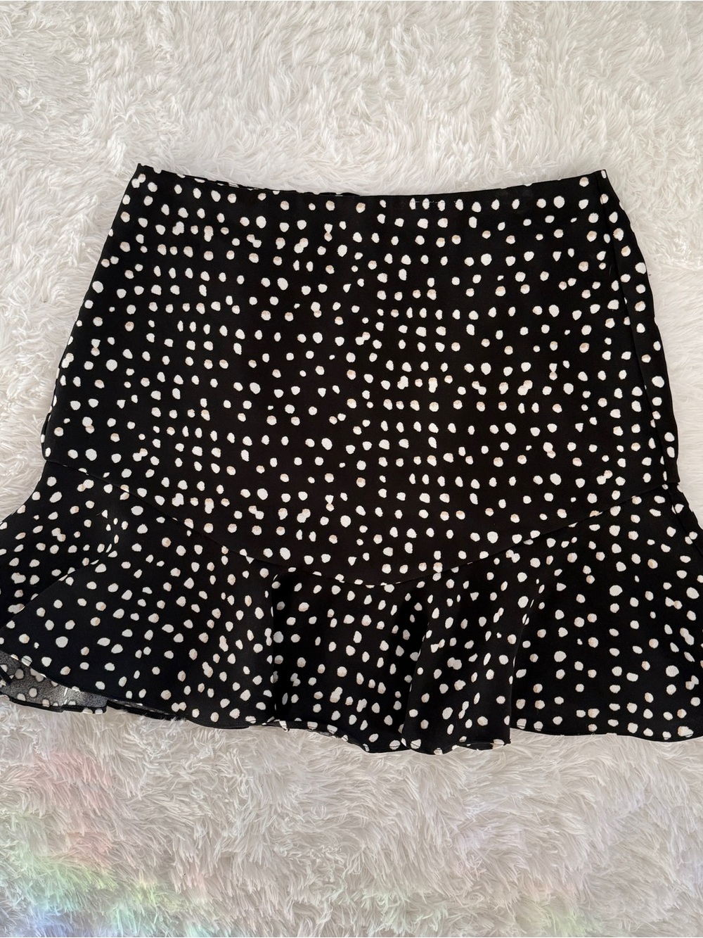 Banana Republic Black & White Polka Dot Mini Skirt with Ruffle Hem